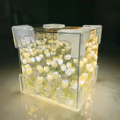 Lampe de Chevet Miroir LED 3D Tulipe Coloré