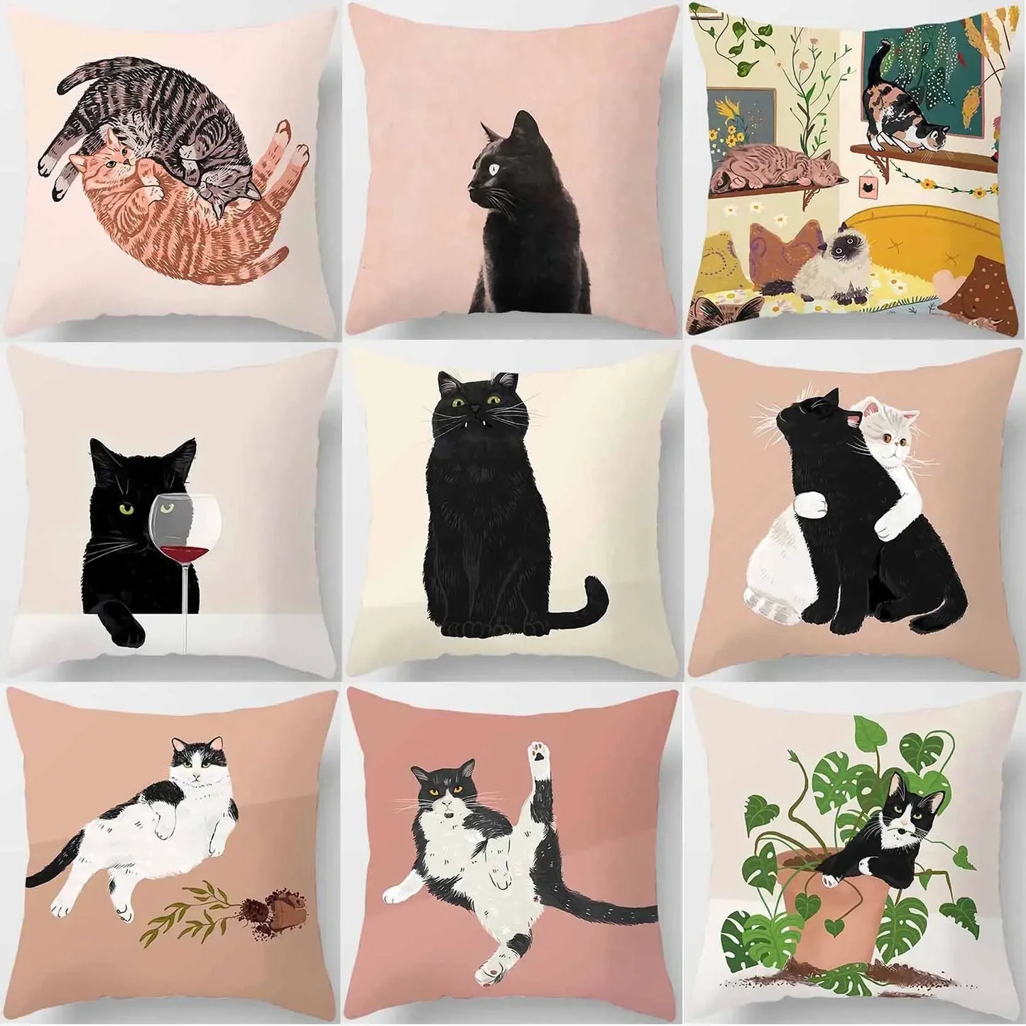 Coussin animaux chat drôle