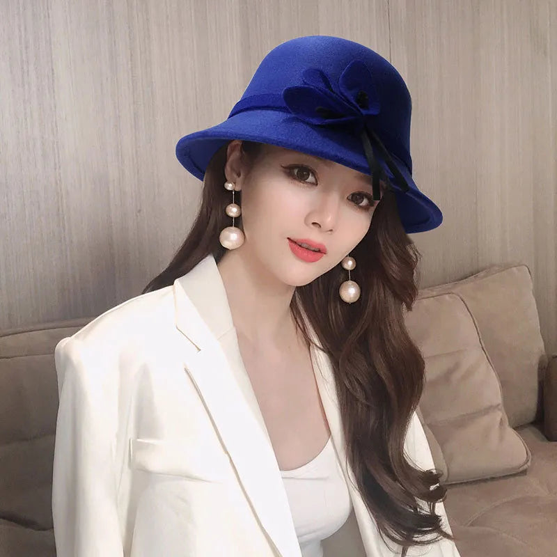 Chapeau Melon Cloche Femme Noeud Suede