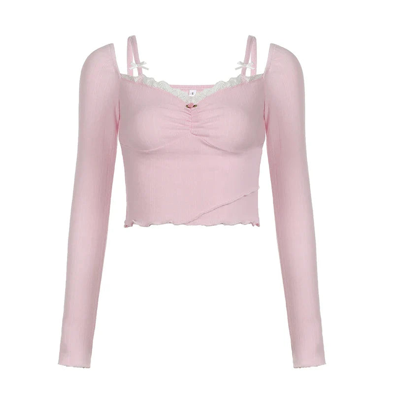 Crop top rose pale femme