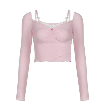 Crop top rose pale femme
