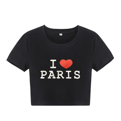 I love paris crop top femme