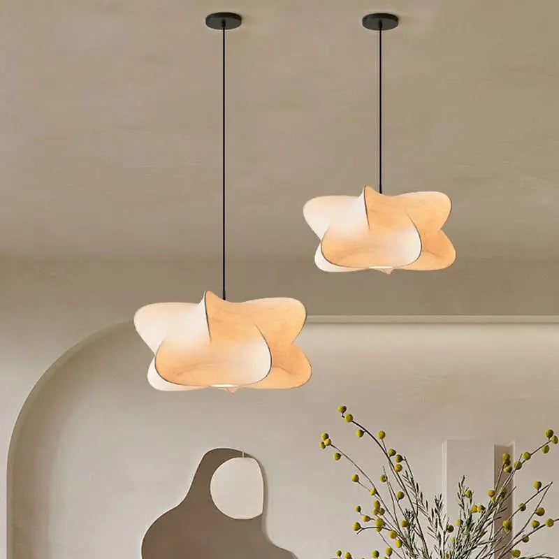 Suspension Wabi Sabi Silk Japan – Lampe en Soie et Fer, Éclairage Élégant