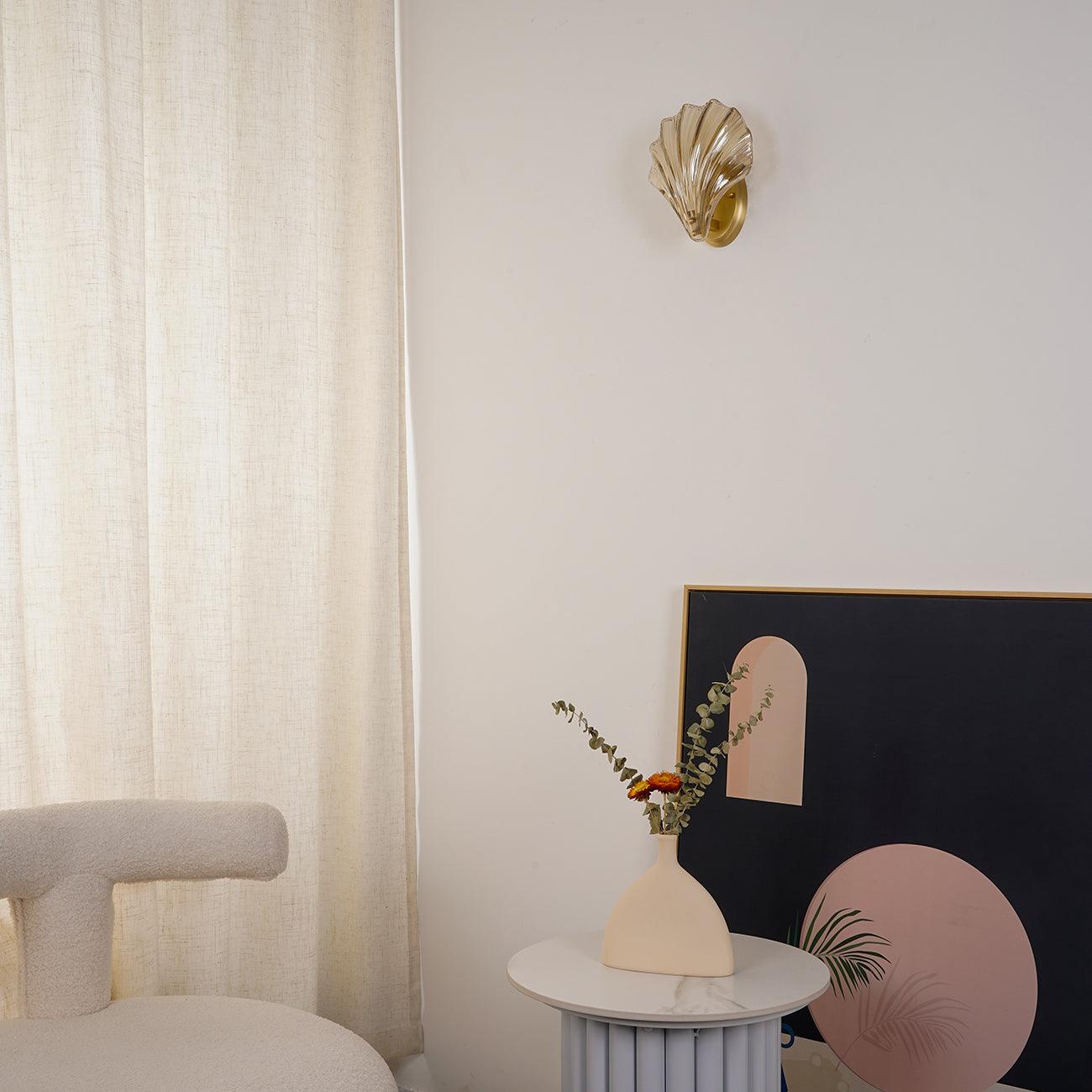 Applique Murale Design Coquillage en Laiton et Verre – Lampe LED Moderne
