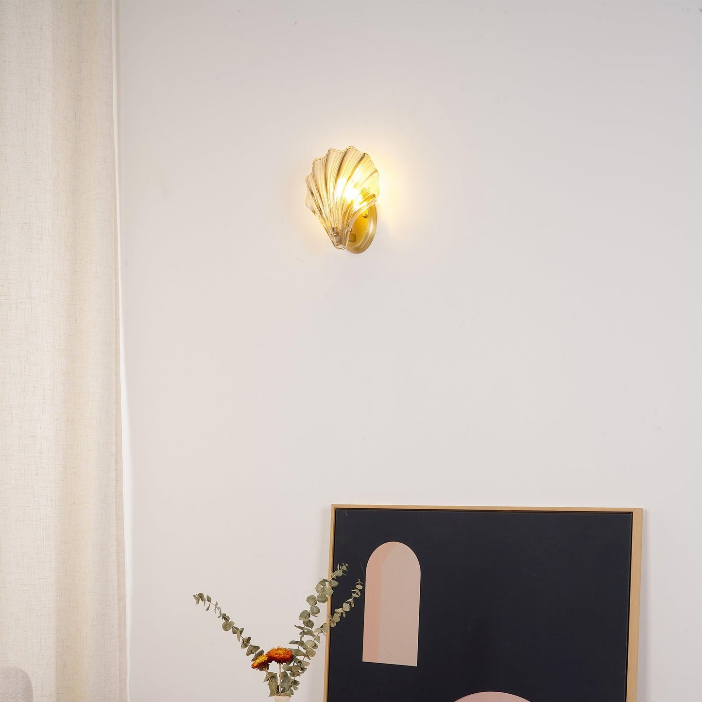 Applique Murale Design Coquillage en Laiton et Verre – Lampe LED Moderne