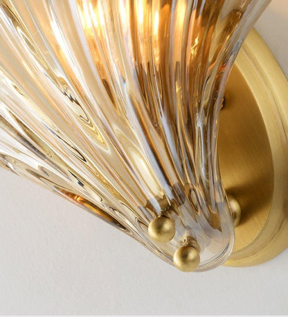 Applique Murale Design Coquillage en Laiton et Verre – Lampe LED Moderne