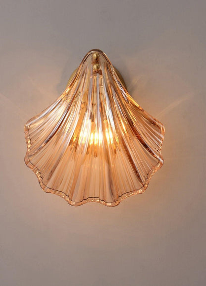 Applique Murale Design Coquillage en Laiton et Verre – Lampe LED Moderne