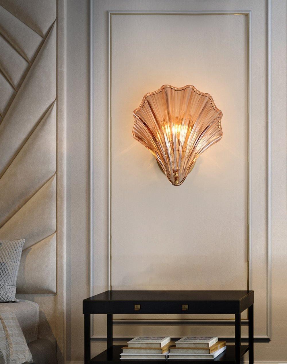 Applique Murale Design Coquillage en Laiton et Verre – Lampe LED Moderne