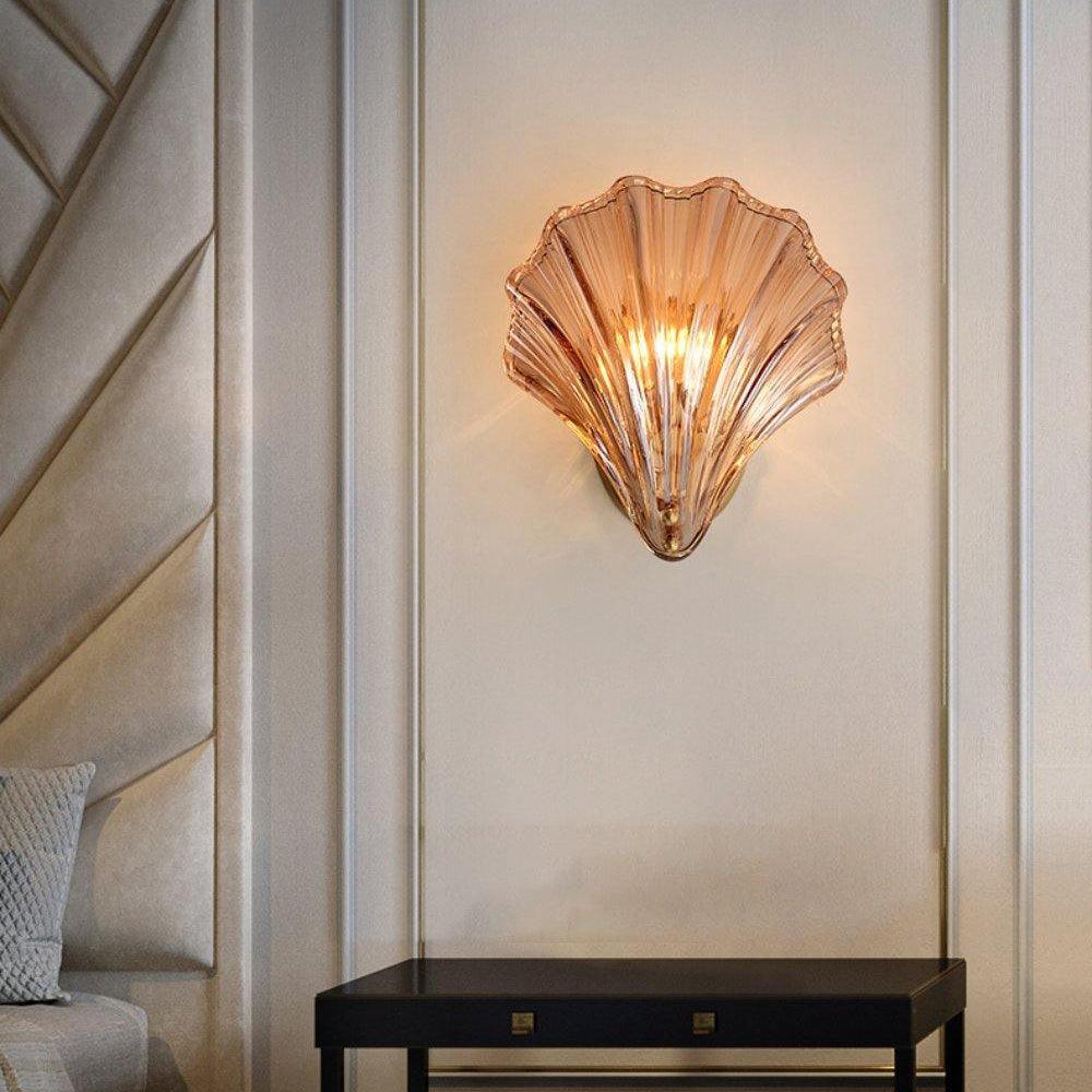 Applique Murale Design Coquillage en Laiton et Verre – Lampe LED Moderne
