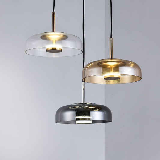 Suspension LED Solaire – Éclairage Moderne en Laiton et Verre pour Intérieur Élégant