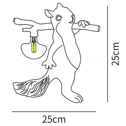 Lampe de Table Écureuil – Lampe Décorative LED avec Base en Résine et Verre