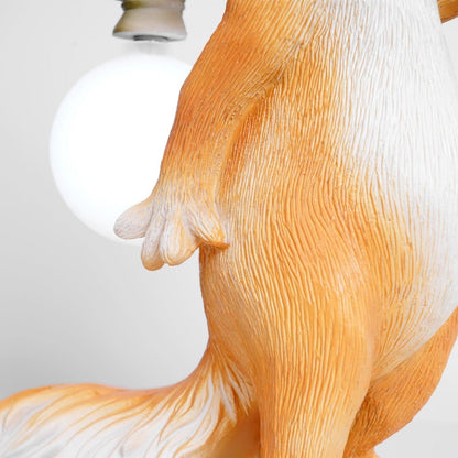 Lampe de Table Écureuil – Lampe Décorative LED avec Base en Résine et Verre