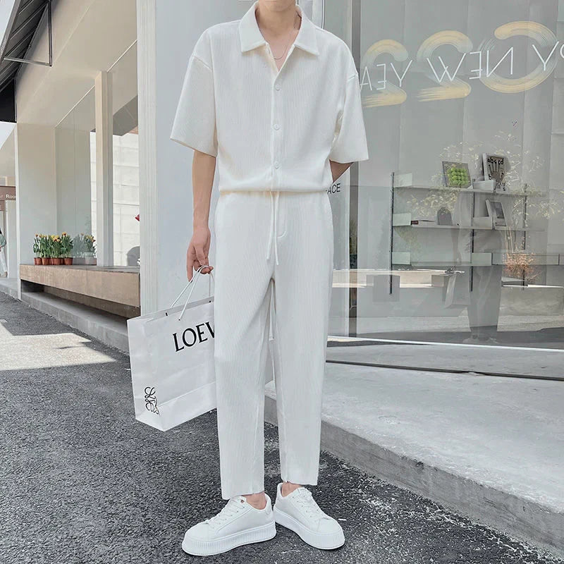 Ensemble plissé homme blanc