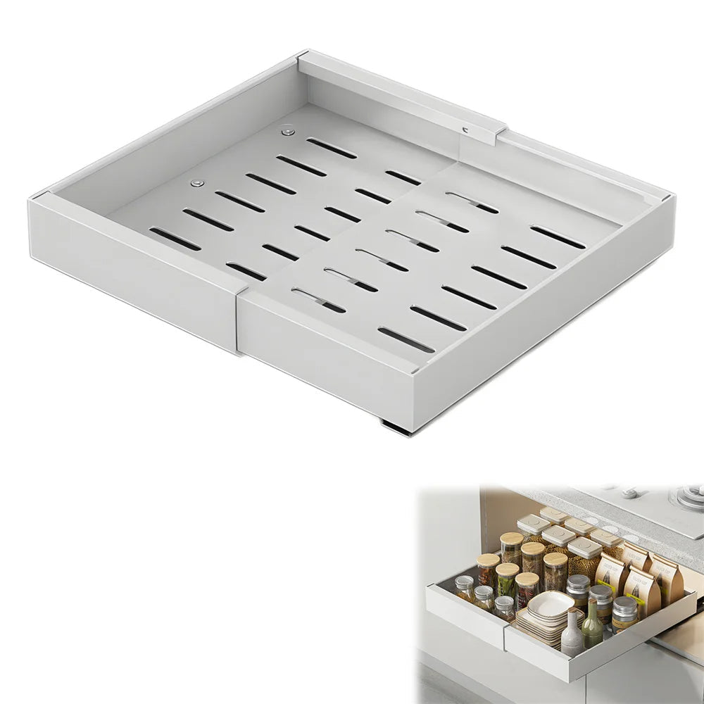 Tiroir de rangement coulissant et extensible en blanc
