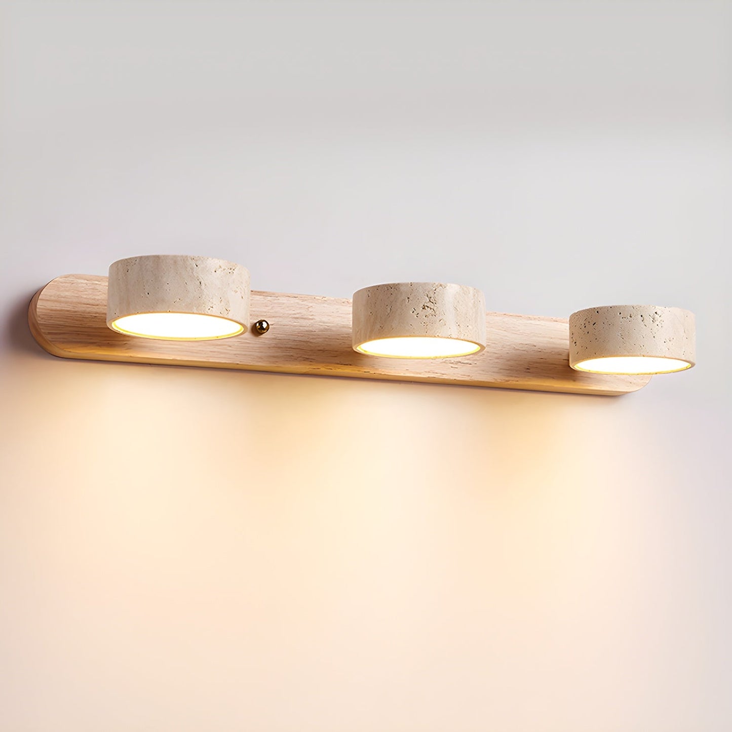 Applique Murale Duo en Travertin et Bois avec Éclairage LED – Design Naturel et Élégant