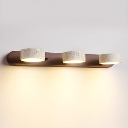 Applique Murale Duo en Travertin et Bois avec Éclairage LED – Design Naturel et Élégant
