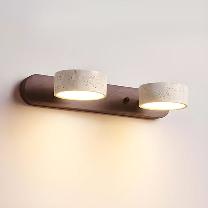 Applique Murale Duo en Travertin et Bois avec Éclairage LED – Design Naturel et Élégant