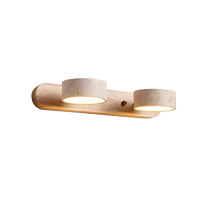 Applique Murale Duo en Travertin et Bois avec Éclairage LED – Design Naturel et Élégant