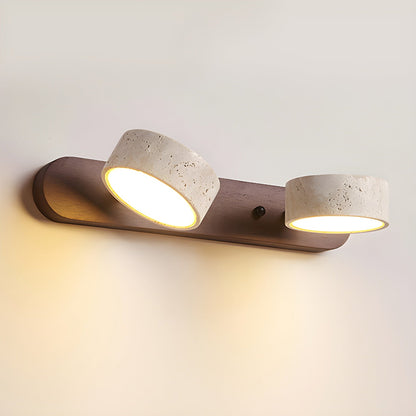 Applique Murale Duo en Travertin et Bois avec Éclairage LED – Design Naturel et Élégant