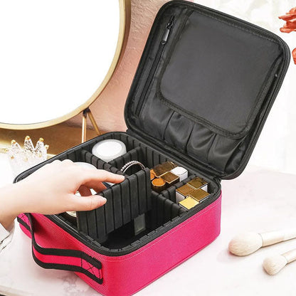 Grande trousse de maquillage avec supports pinceaux et compartiments de rangement