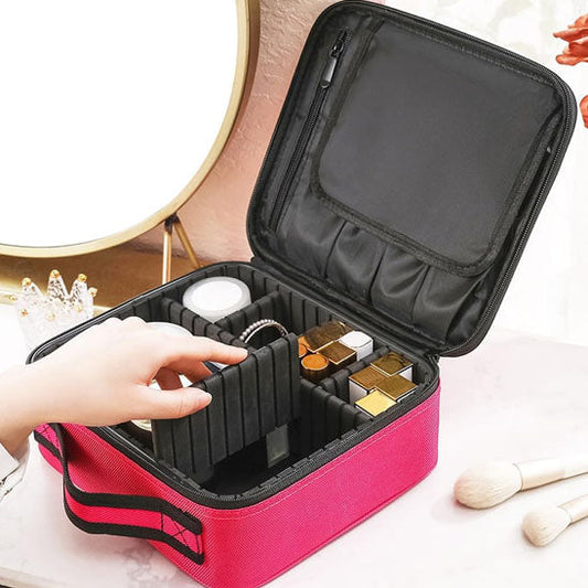 Grande trousse de maquillage avec supports pinceaux et compartiments de rangement