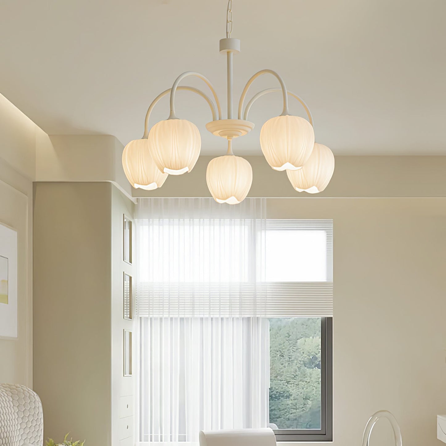 Chandelier Tulip Matcha – Design Élégant Inspiré des Fleurs de Tulipe et de la Couleur Matcha