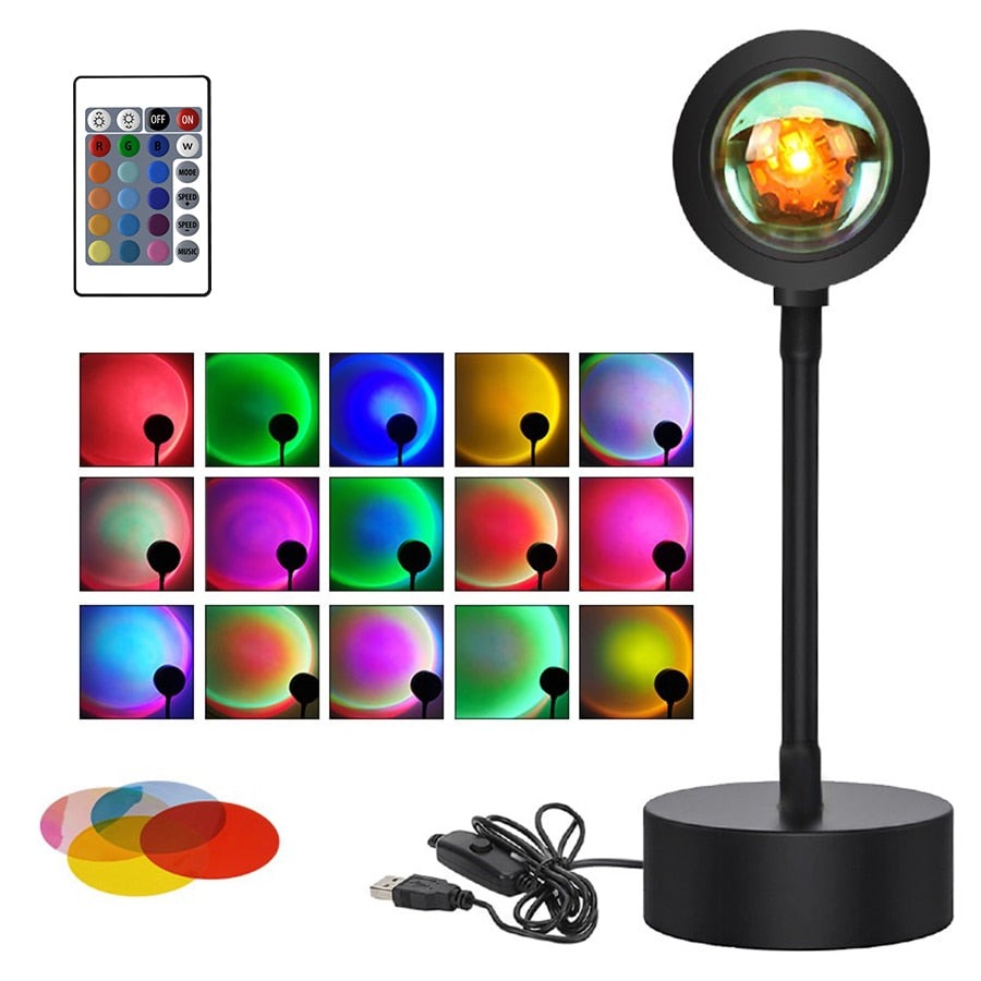 Lampe de Chevet USB Projecteur Soleil Coucher de Soleil