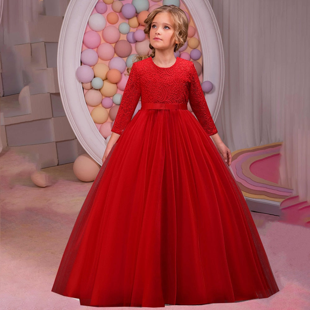 Ma robe Princesse - robe princesse fillette rouge longue 
