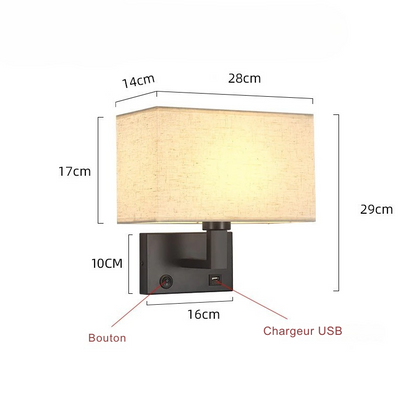 Lampe de chevet Murale avec Abat-Jour en Tissu