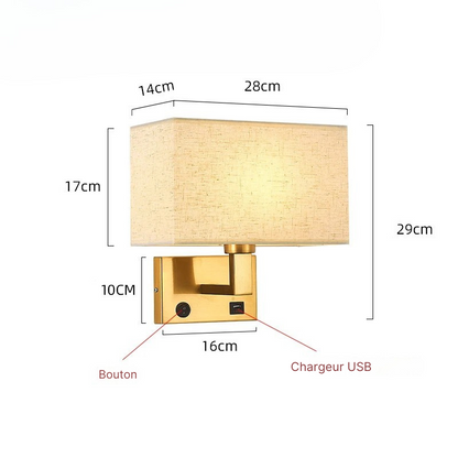 Lampe de chevet Murale avec Abat-Jour en Tissu