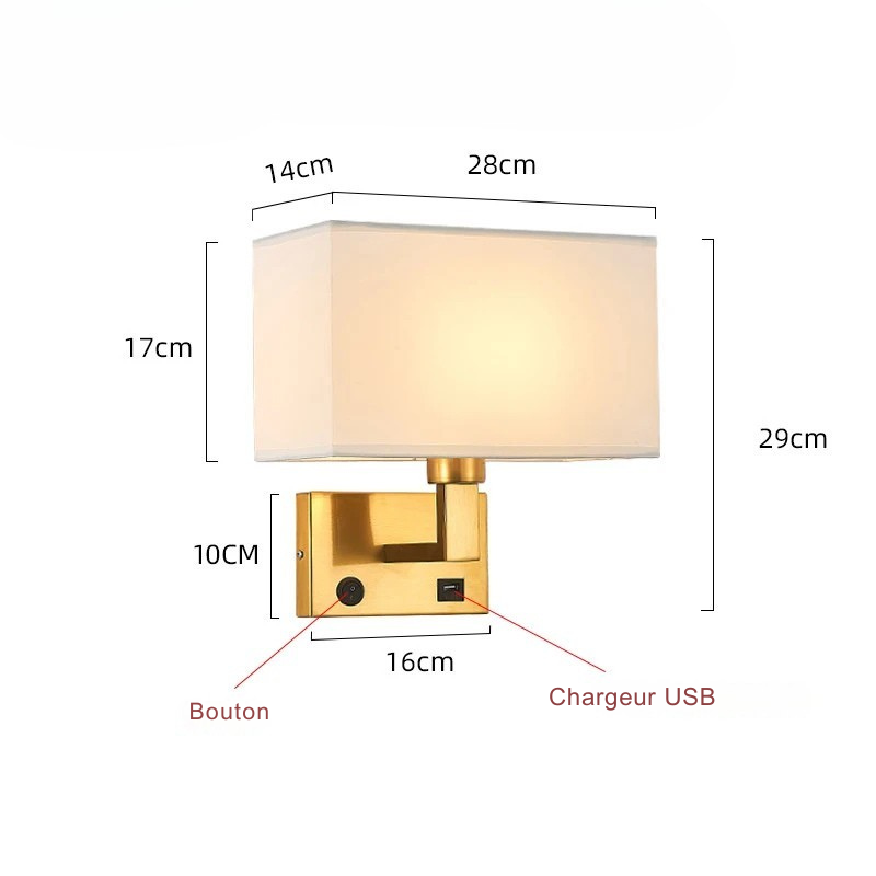 Lampe de chevet Murale avec Abat-Jour en Tissu