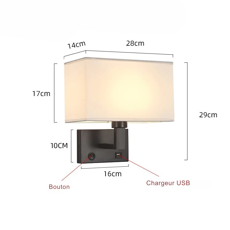 Lampe de chevet Murale avec Abat-Jour en Tissu