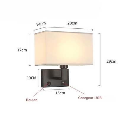 Lampe de chevet Murale avec Abat-Jour en Tissu