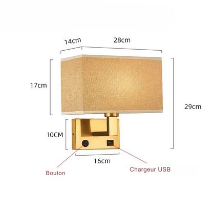 Lampe de chevet Murale avec Abat-Jour en Tissu