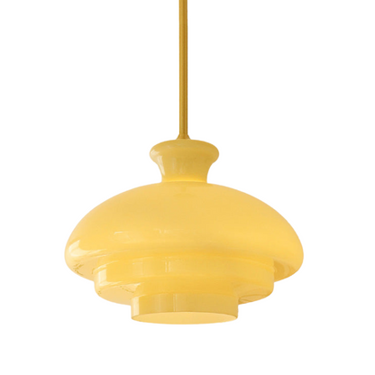 Suspension Bauhaus en Verre Crème Jaune - Élégance Vintage et Design Moderne