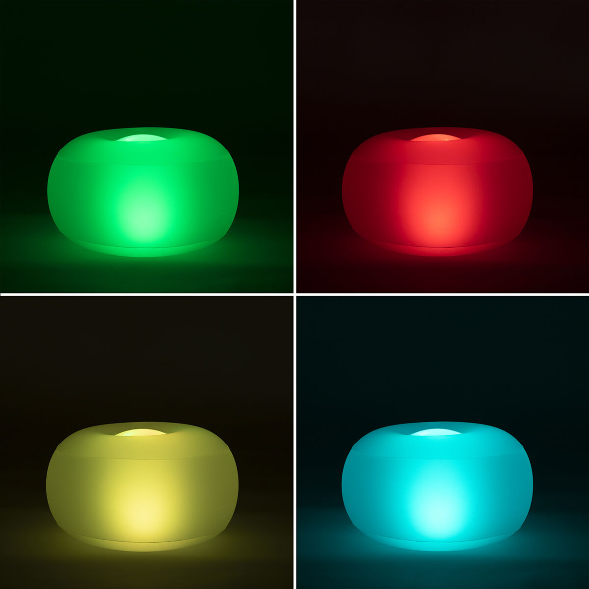 Coussin pouf gonflable LED multicolore avec télécommande