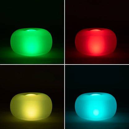 Coussin pouf gonflable LED multicolore avec télécommande