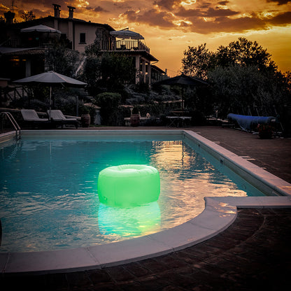 Coussin pouf gonflable LED multicolore avec télécommande