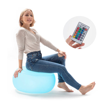 Coussin pouf gonflable LED multicolore avec télécommande