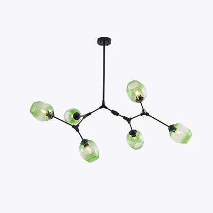 Suspension Sputnik Bifurkation - Lustre Moderne en Verre Soufflé et Métal