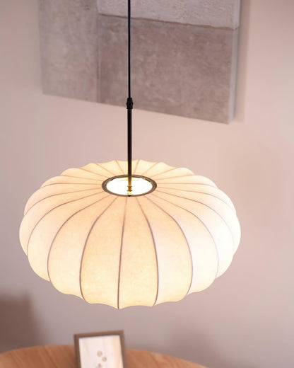 Suspension Verona - Luminaire Minimaliste en Métal et Soie, Design Wabi-Sabi