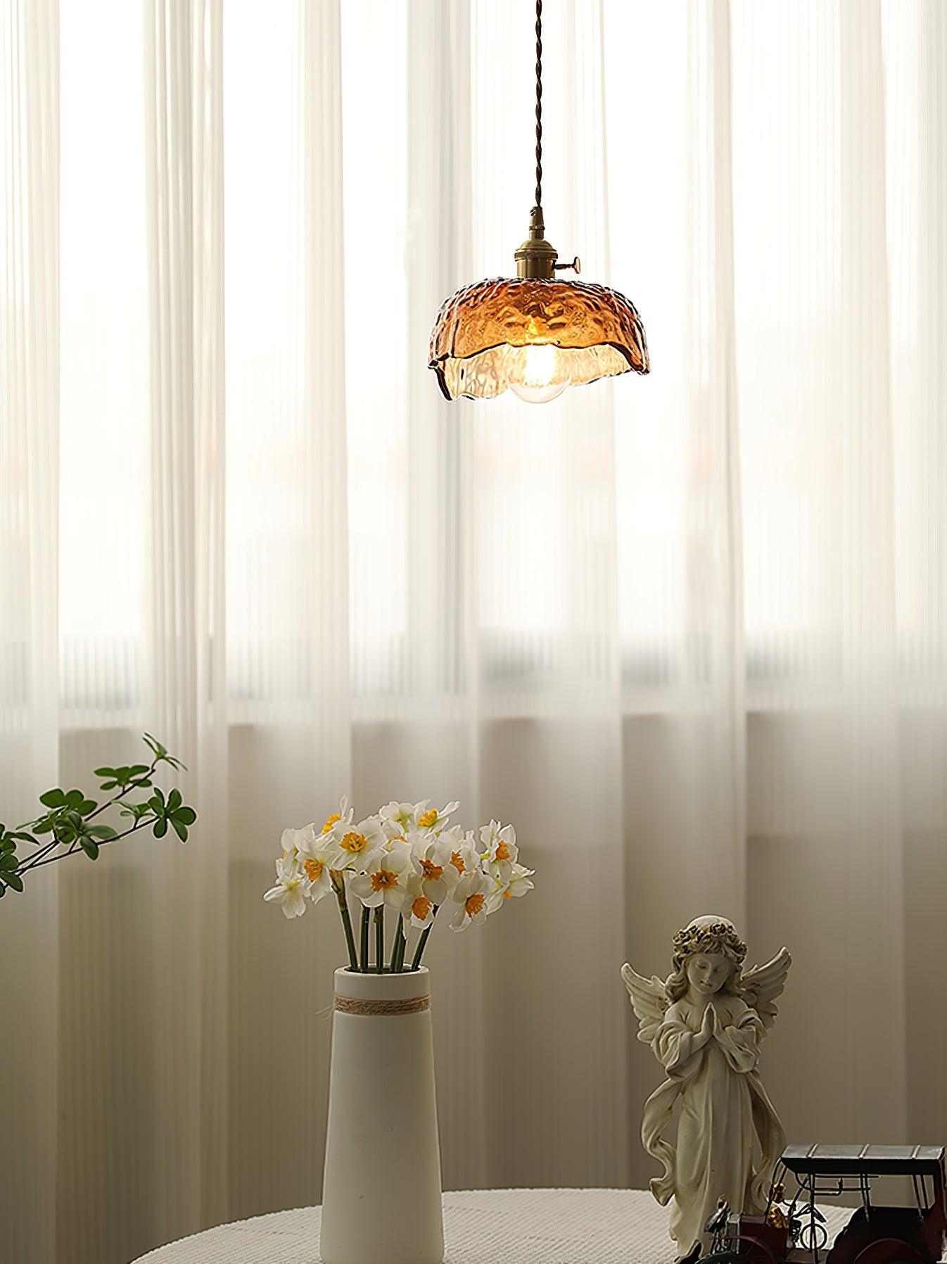 Suspended Vintage Brown Glass Pendant Light – Élégance Classique