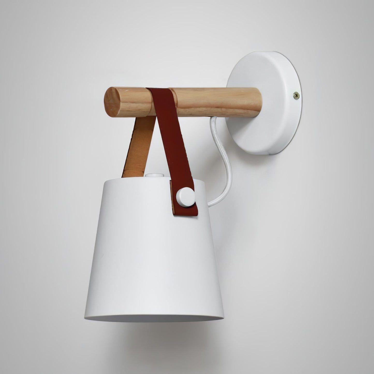 Applique Murale Scandinave en Bois et Cuir – Design Élégant avec Lumière LED Efficace