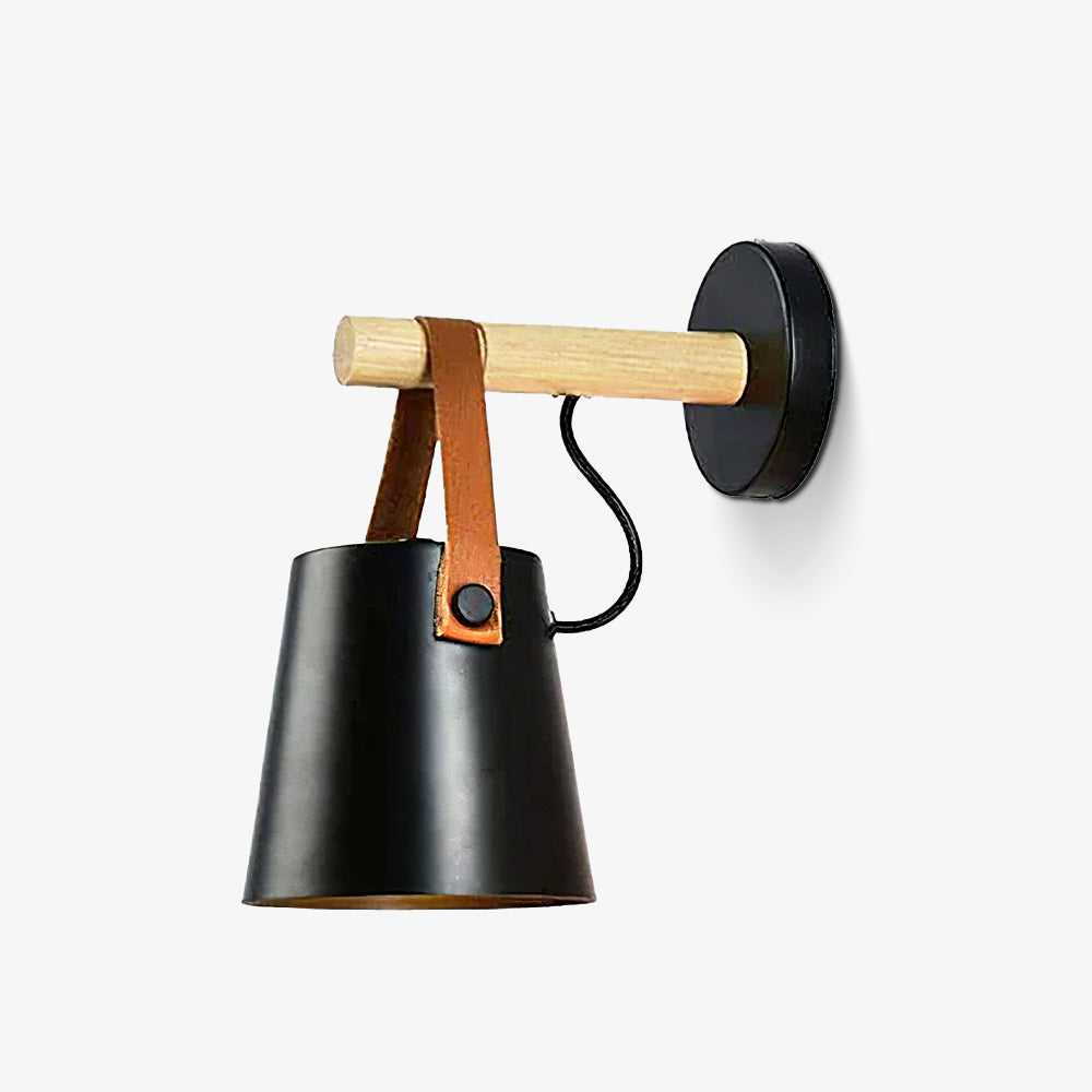 Applique Murale Scandinave en Bois et Cuir – Design Élégant avec Lumière LED Efficace