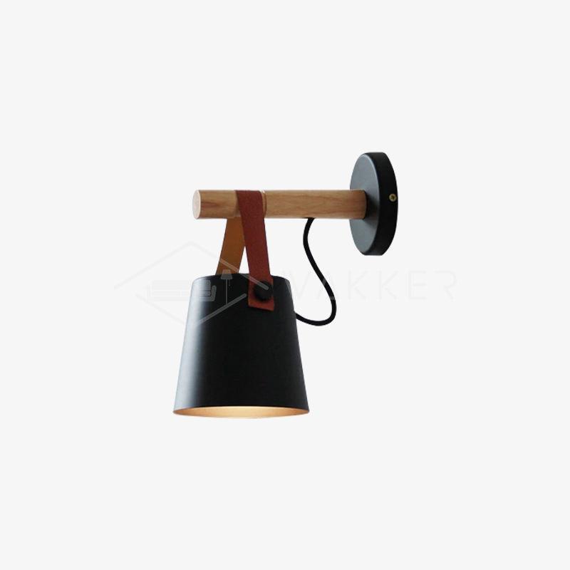 Applique Murale Scandinave en Bois et Cuir – Design Élégant avec Lumière LED Efficace
