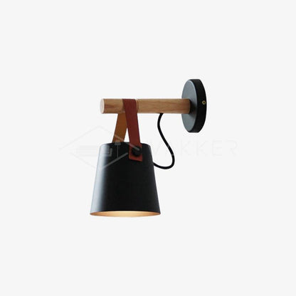 Applique Murale Scandinave en Bois et Cuir – Design Élégant avec Lumière LED Efficace
