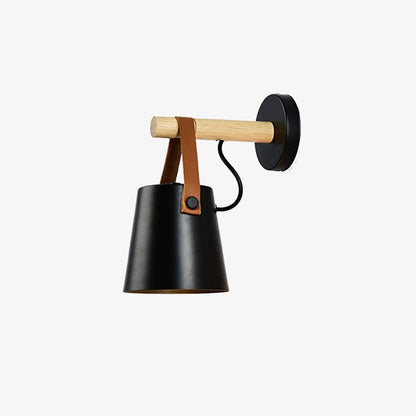 Applique Murale Scandinave en Bois et Cuir – Design Élégant avec Lumière LED Efficace