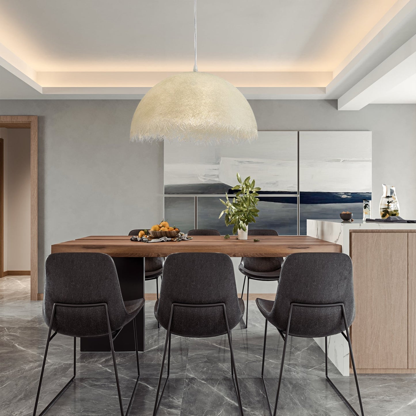 Suspension Znts – Luminaire Moderne en Résine Époxy et Métal avec Éclairage LED