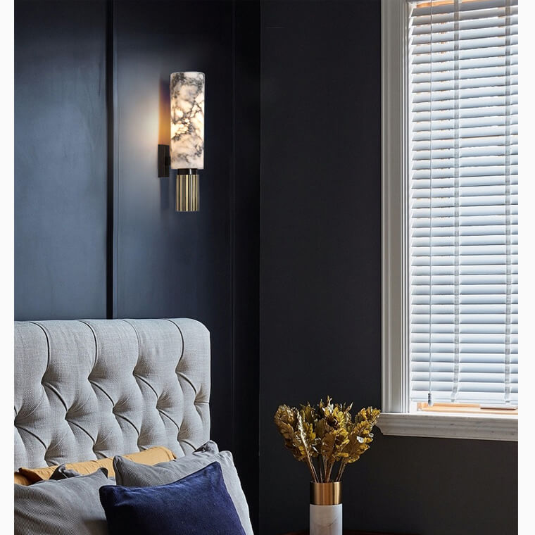Applique Murale en Marmoré et Cuivre - Élégance Lumineuse LED pour Votre Intérieur