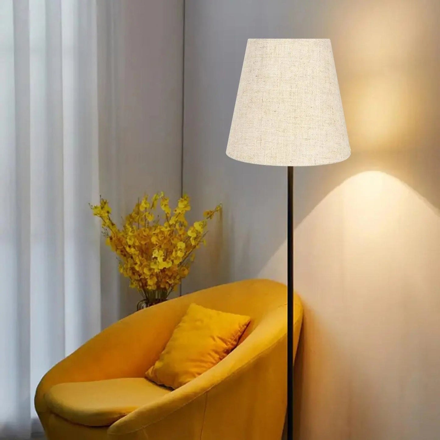 Abat Jour Lampadaire Simple et Moderne en Tissu et Fer